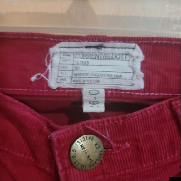 Current / Elliot Red Orange Corduroy Trouser Pants - Picture 4 of 5